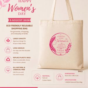 celebrate her impact eco friendly cotton shopping bag